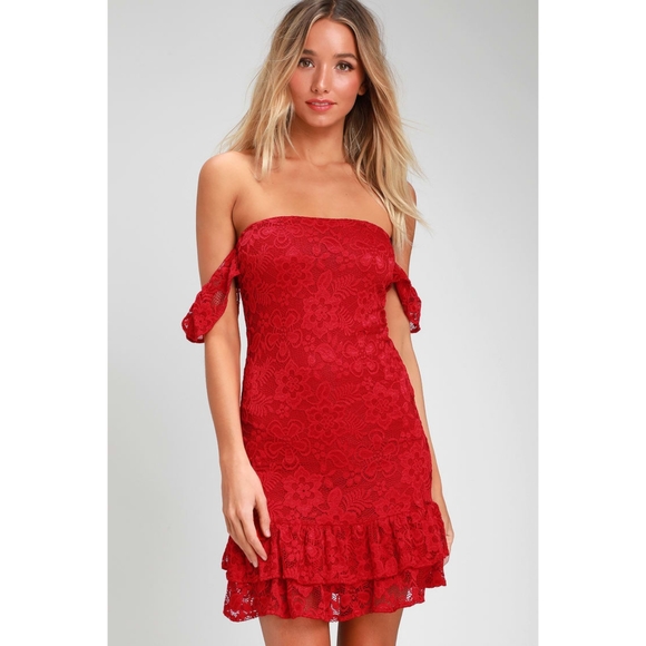 Lace off-the-shoulder dress - Picture 2 of 12